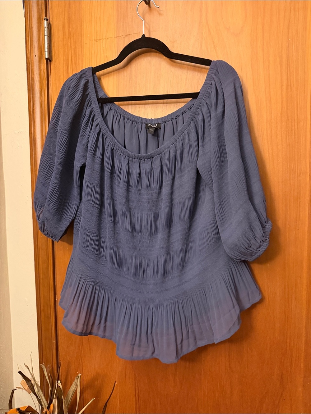 Express Blue Peasant Blouse
